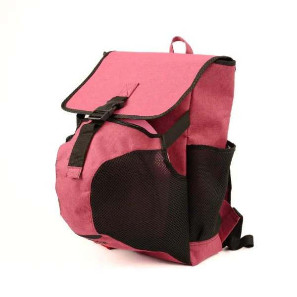 Mochila portacasco rosa frente